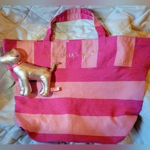 VS PINK Large Tote Bag With  Silver Metallic Plush Dog